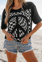 Load image into Gallery viewer, Checkerboard Peace Sign T Shirt
