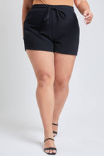 Load image into Gallery viewer, Plus Size Cotton Shorts With Side Patch Pocket - Black