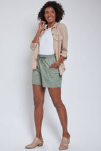 Load image into Gallery viewer, Drawstring Shorts with Pleated Side Pockets - Fern