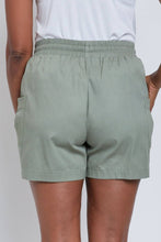 Load image into Gallery viewer, Drawstring Shorts with Pleated Side Pockets: LARGE / FERN
