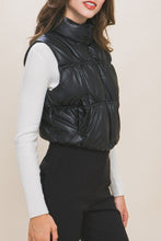 Load image into Gallery viewer, Faux Leather Puffer Vest
