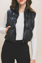 Load image into Gallery viewer, Faux Leather Puffer Vest
