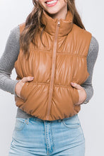 Load image into Gallery viewer, Faux Leather Puffer Vest
