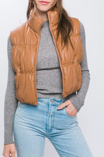 Load image into Gallery viewer, Faux Leather Puffer Vest
