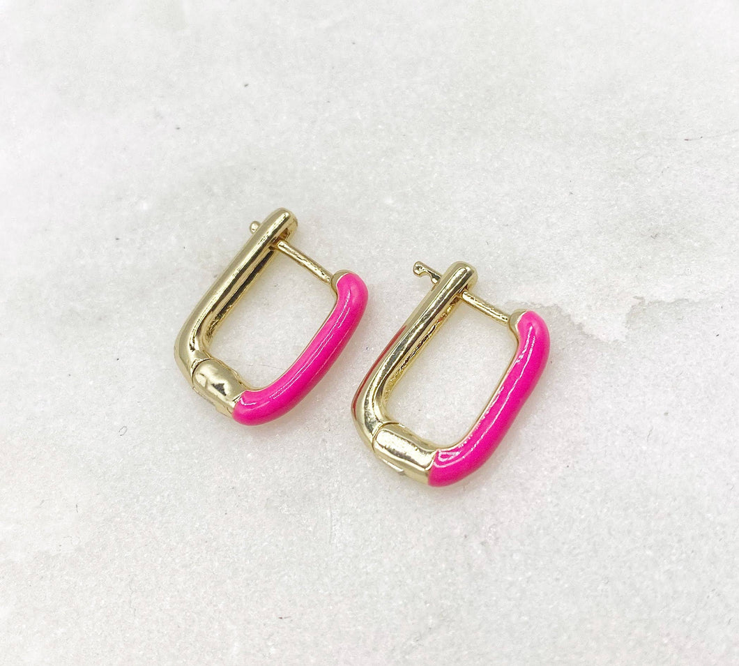 Hot Pink Huggie Hoop Earrings
